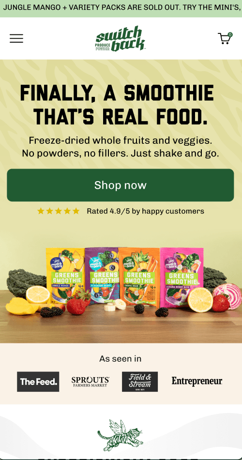 Switchback landing page